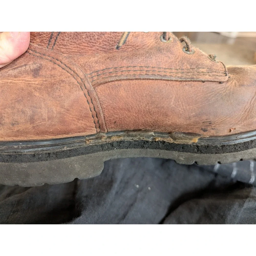 Vintage Red Wing Supersole Work Boots Mens size 10 Safety Toe Brown Leather USA